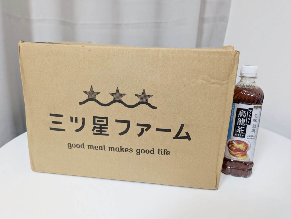 三ツ星ファームが実際に届いた様子（配送ダンボール）